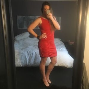 Isda & Co ruched bodycon dress.